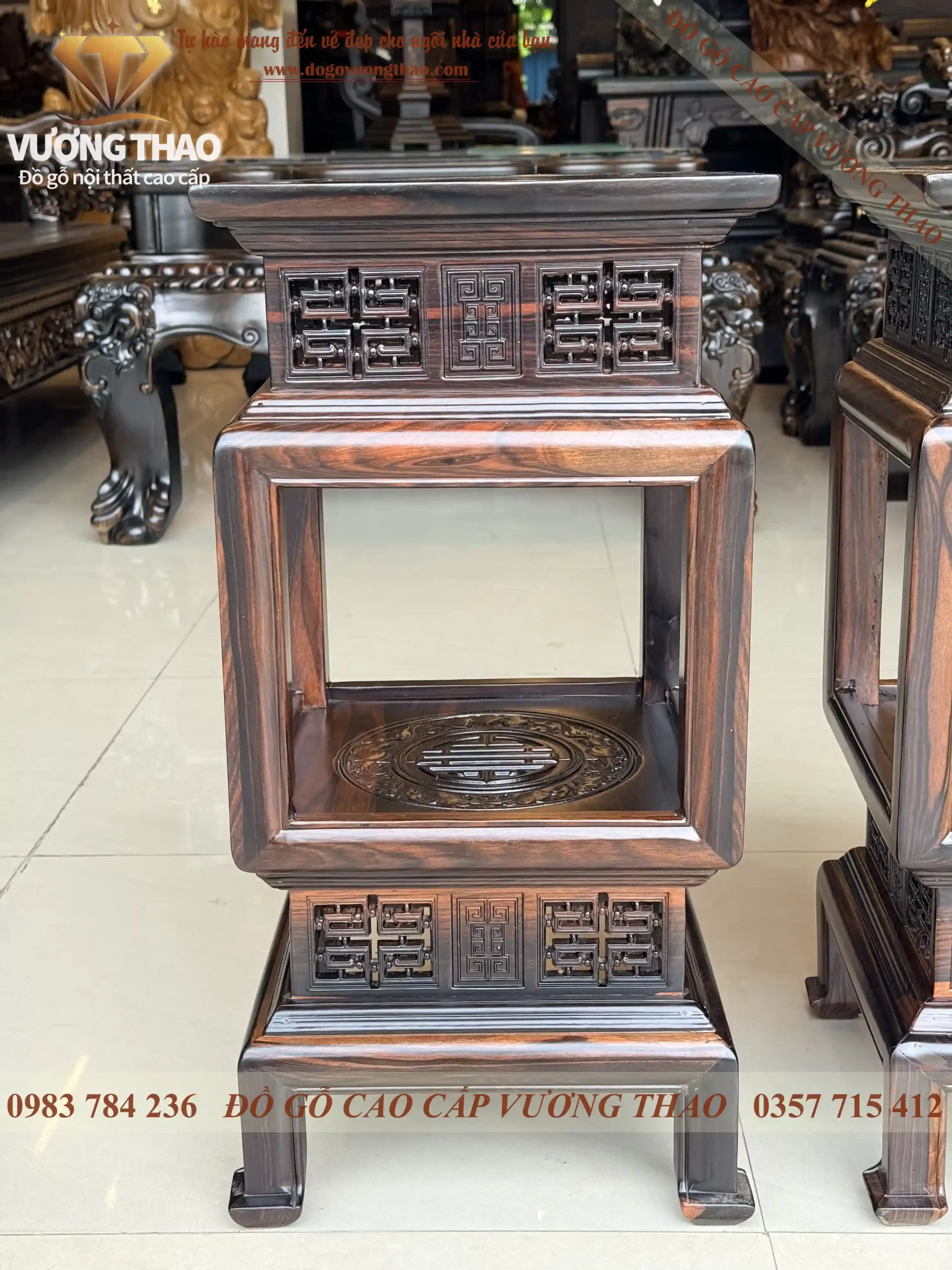 đôn đèn kê tượng gỗ mun hoa (1990)