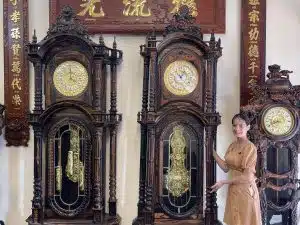 đồng hồ cây gỗ mun hoa 2