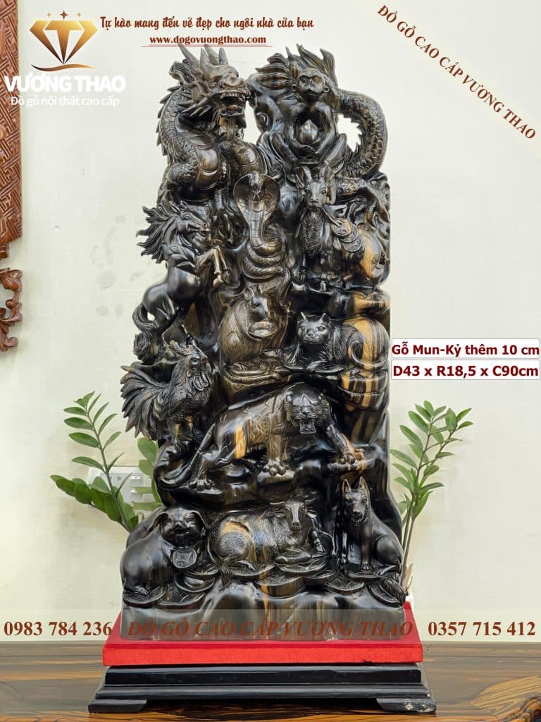 tượng 12 con giáp bằng gỗ 1