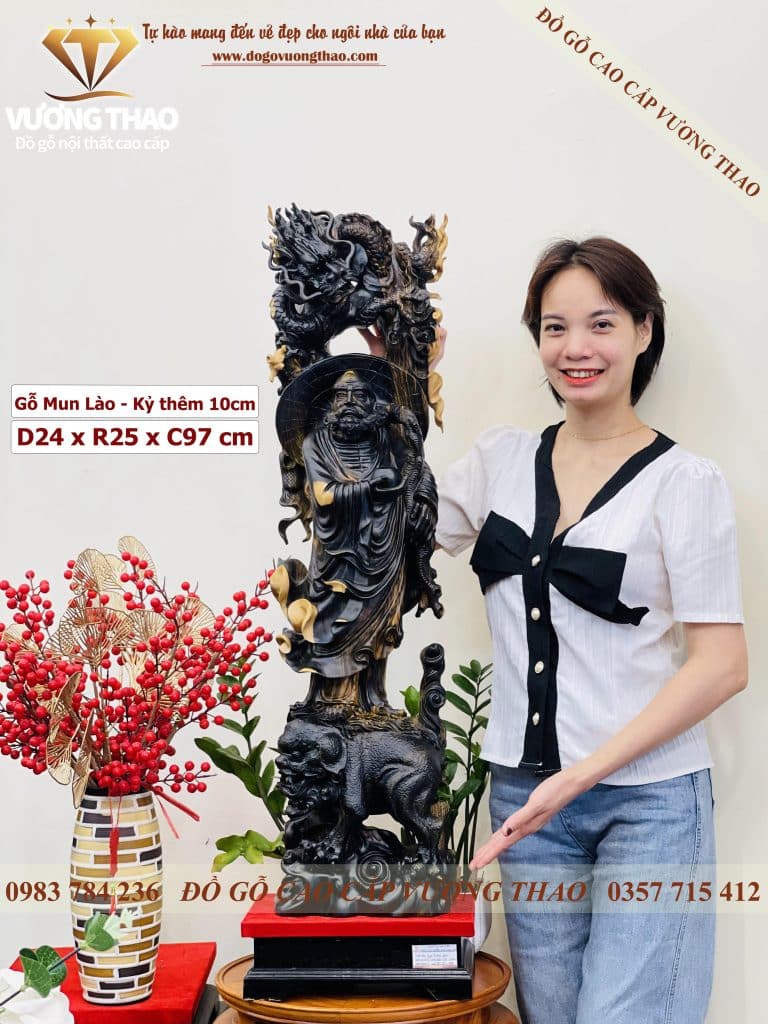 tượng đạt ma hàng long phục lân gỗ mun hoa 1