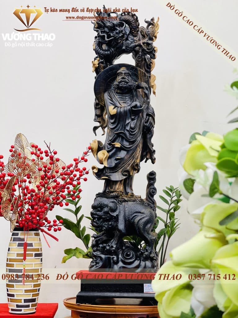 tượng đạt ma hàng long phục lân gỗ mun hoa 2