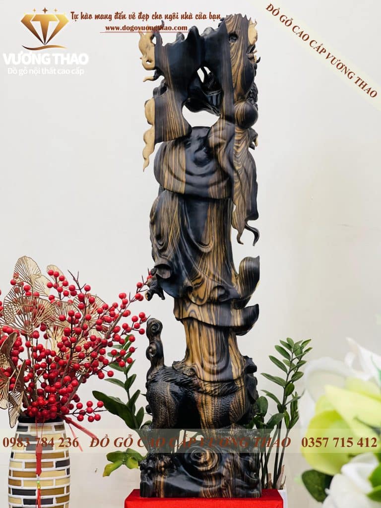 tượng đạt ma hàng long phục lân gỗ mun hoa 5