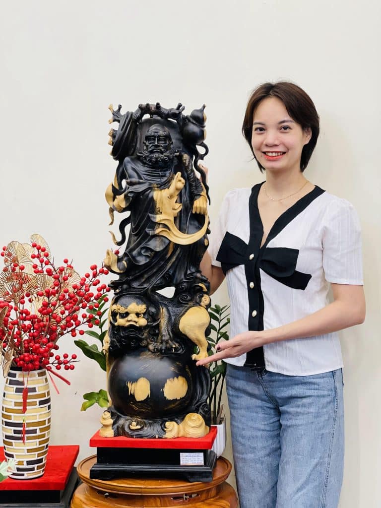 tượng đạt ma hàng long phục lân gỗ mun hoa 1