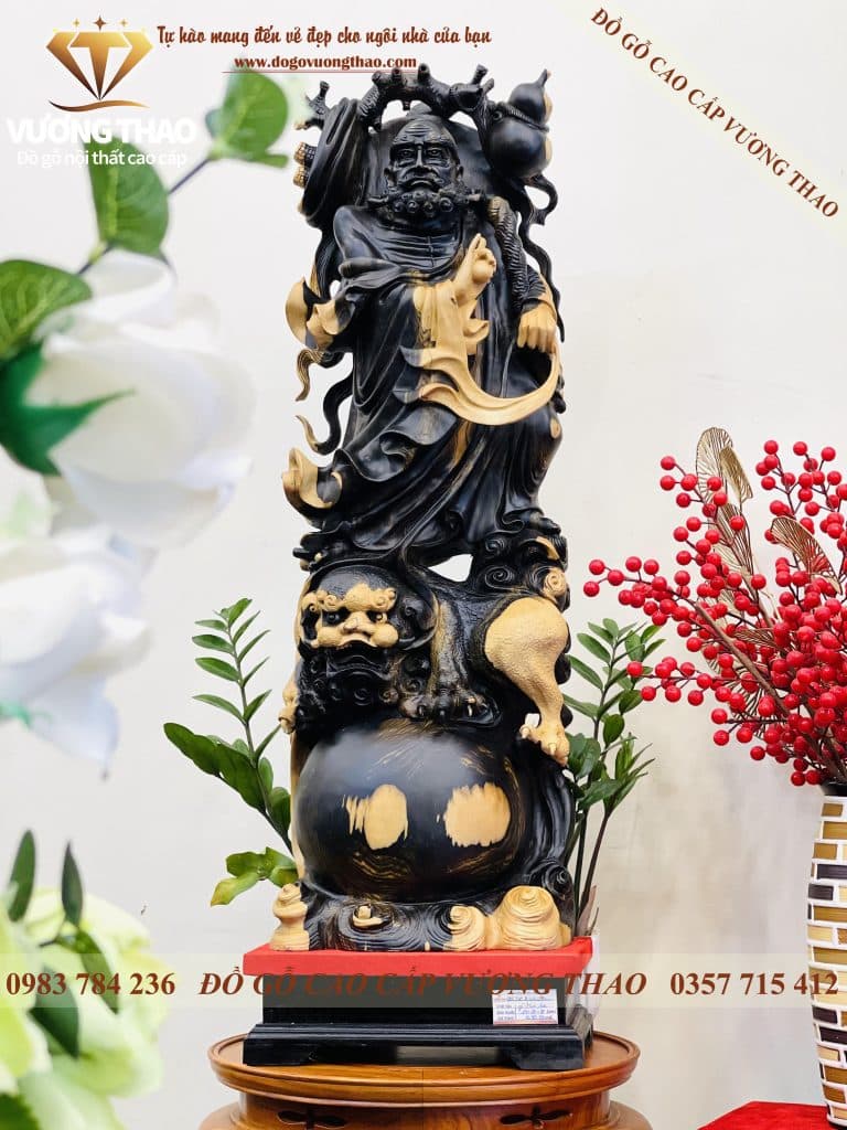 tượng đạt ma hàng long phục lân gỗ mun hoa 2