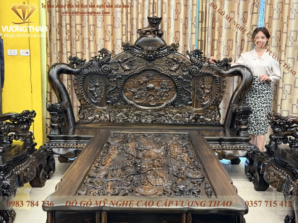 bàn ghế nghê 5 đầu cột 14 (1833)