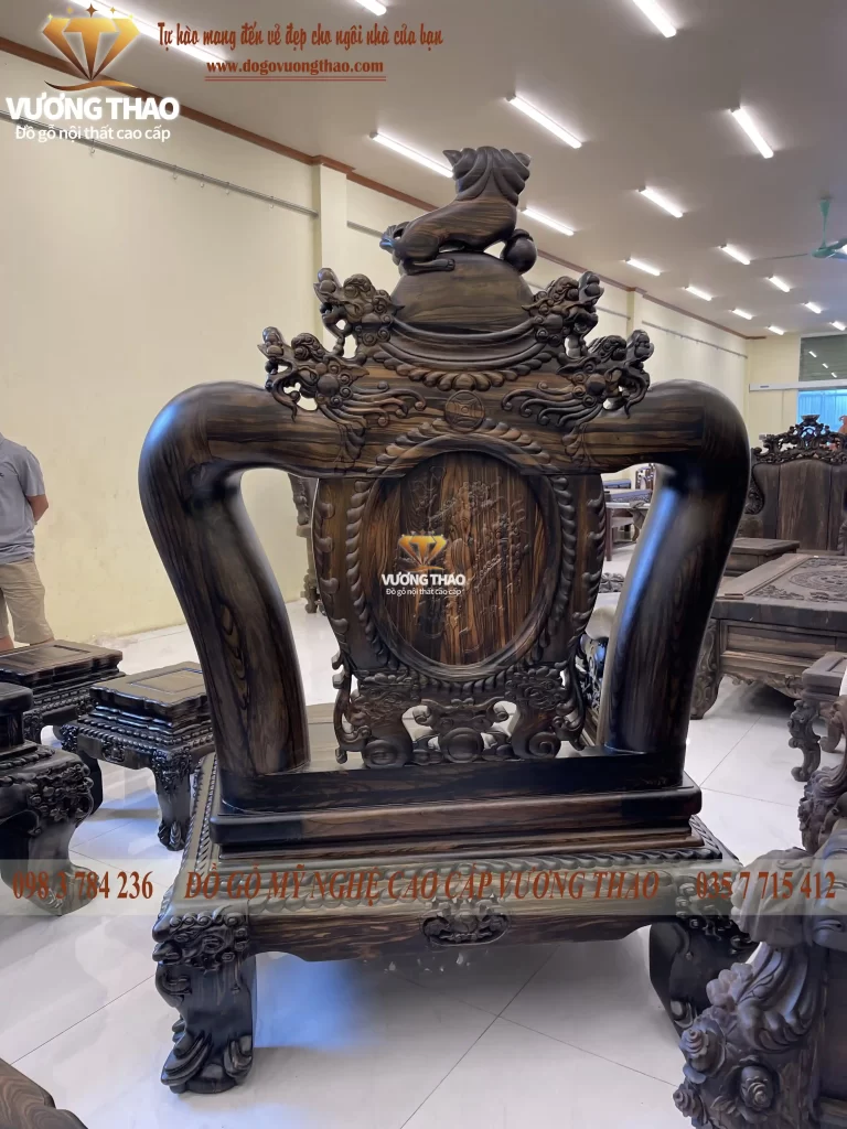 bộ bàn ghế nghê 5 đầu gỗ mun hoa (1203)