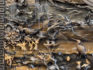 tranh bách điểu triều phụng gỗ mun hoa (155)