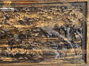 tranh bách điểu triều phụng gỗ mun hoa (157)