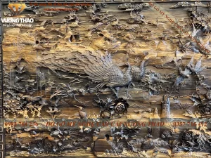 tranh bách điểu triều phụng gỗ mun hoa (158)