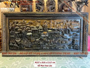 tranh đồng quê gỗ mun hoa (1268)