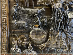 tranh đồng quê gỗ mun hoa (1269)