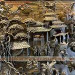 tranh đồng quê gỗ mun hoa (1270)