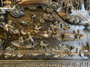 tranh đồng quê gỗ mun hoa (1272)