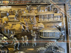 tranh đồng quê gỗ mun hoa (1274)