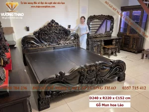 combo nội thất phòng ngủ gỗ mun (355)