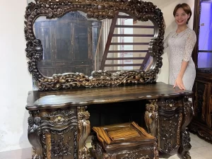 combo nội thất phòng ngủ gỗ mun (357)