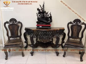 combo nội thất phòng ngủ gỗ mun (360)