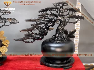 bình tùng gỗ mun hoa (407)