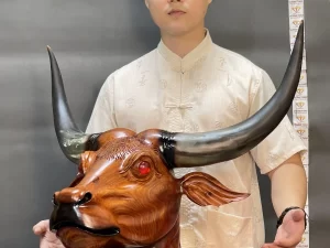đầu bò treo tường gỗ hương (461)