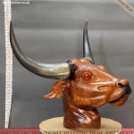 đầu bò treo tường gỗ hương (462)
