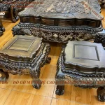 bộ bàn ghế cửu long bát mã gỗ mun hoa (519)