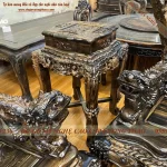 bộ bàn ghế cửu long bát mã gỗ mun hoa (521)