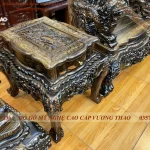 bộ bàn ghế cửu long bát mã gỗ mun hoa (522)