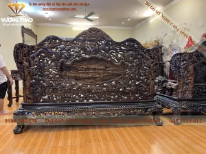 bộ bàn ghế cửu long bát mã gỗ mun hoa (527)