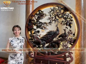 bàn giao bình phong phu thê viên mãn gỗ trắc (867)