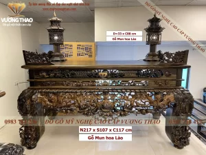 sập thờ mai điểu gỗ Mun hoa (1112)