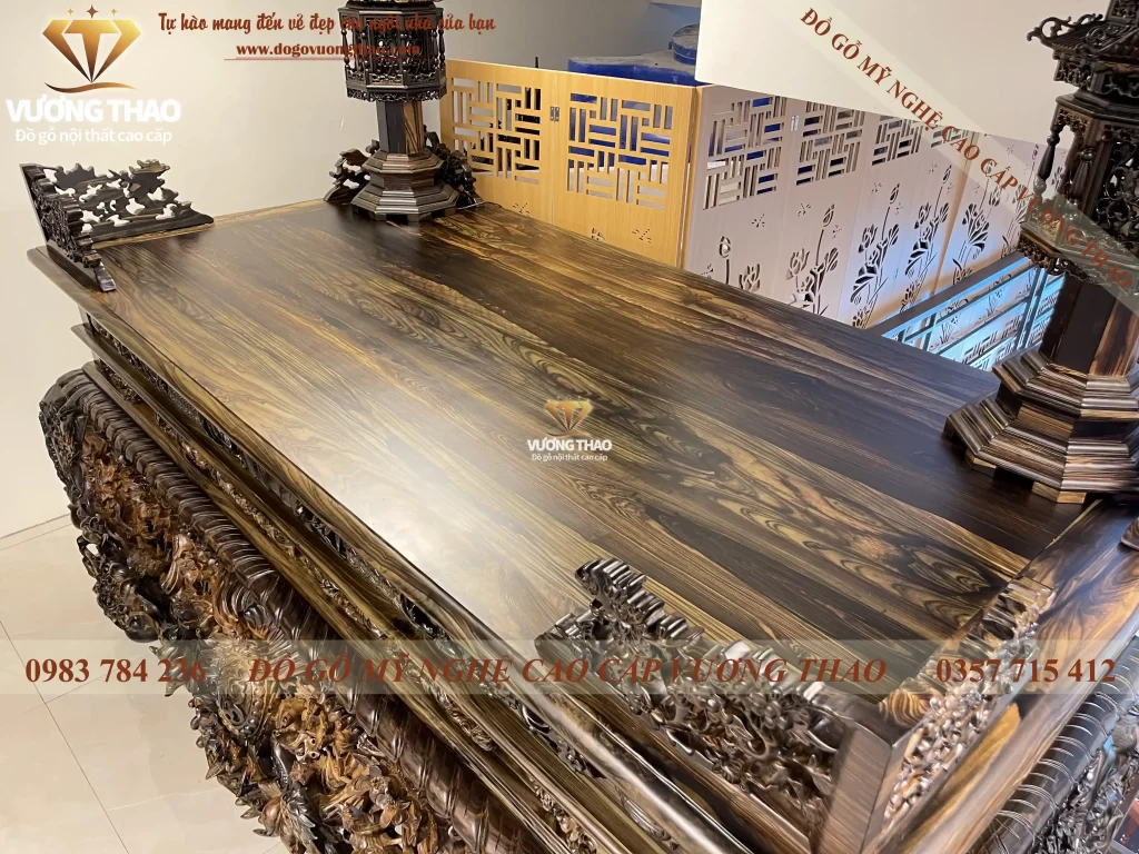 sập thờ mai điểu gỗ Mun hoa (1114)