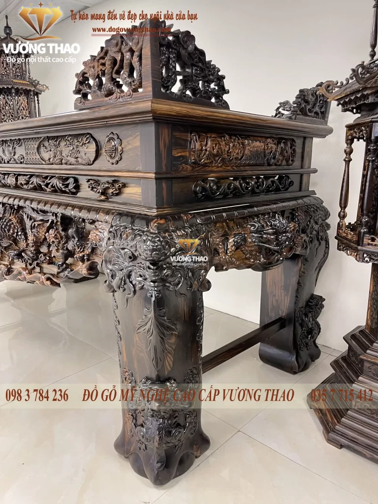 sập thờ tứ linh gỗ mun hoa (1102)
