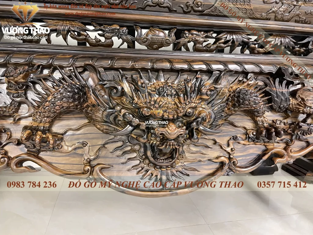 sập thờ tứ linh gỗ mun hoa (1103)