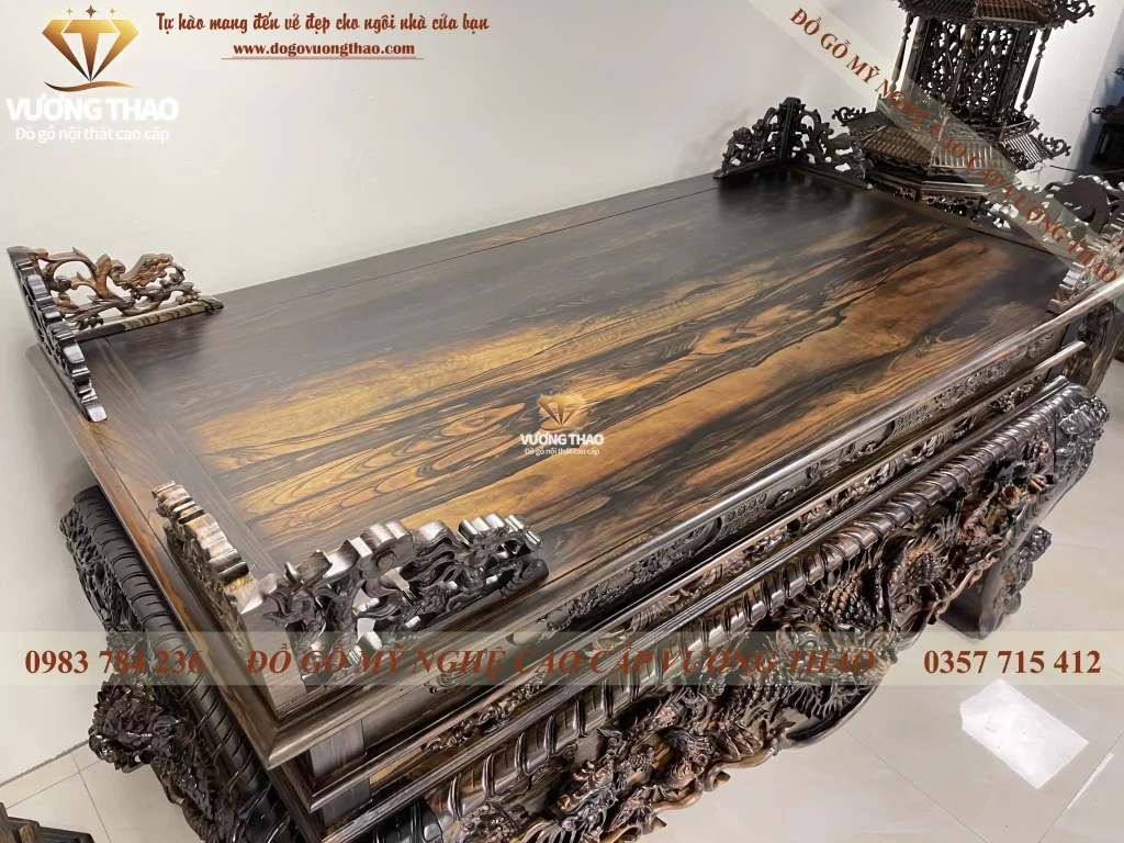 sập thờ tứ linh gỗ mun hoa (1104)