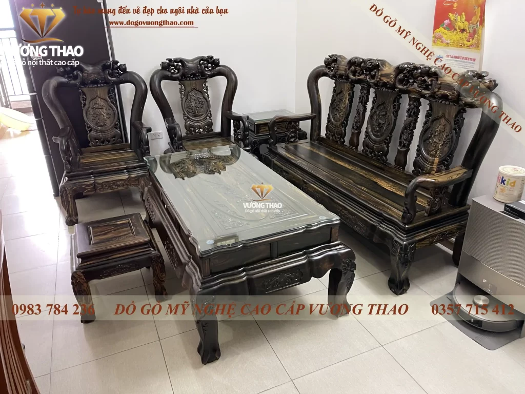 bàn giao minh đào cột 10 gỗ mun hoa về long biên (1099)