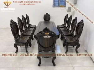 bàn ghế ăn tân cổ điển gỗ mun hoa (1123)