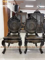bàn ghế ăn tân cổ điển gỗ mun hoa (1124)