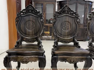 bàn ghế ăn tân cổ điển gỗ mun hoa (1124)