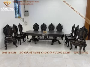 bàn ghế ăn tân cổ điển gỗ mun hoa (1126)