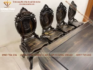 bàn ghế ăn tân cổ điển gỗ mun hoa (1128)