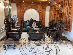 Bàn giao Combo nội thất gỗ Mun hoa cao cấp về Hải Dương (1295)