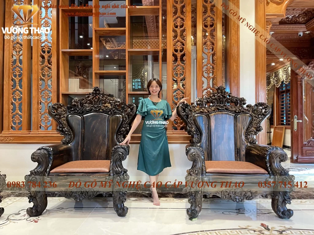 bàn giao bộ bàn ghế hoàng gia gỗ mun về hải dương (1451)