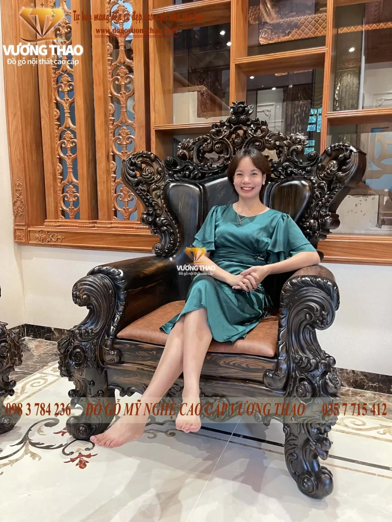 bàn giao bộ bàn ghế hoàng gia gỗ mun về hải dương (1452)