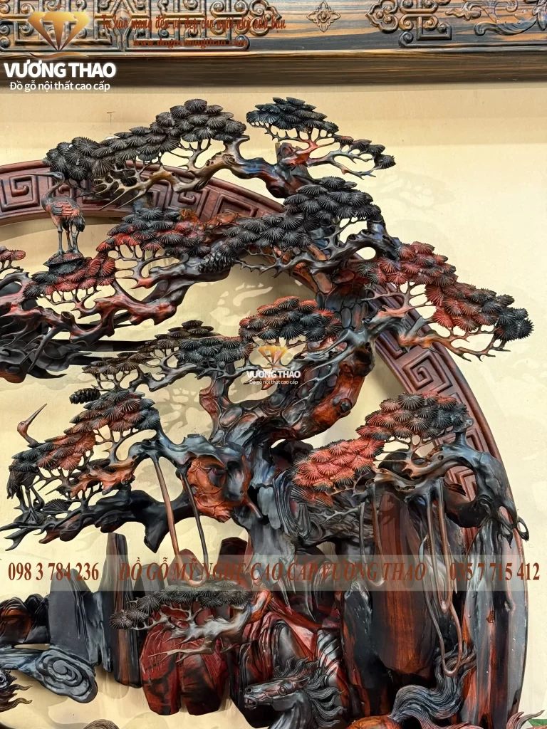 tranh tròn treo tường gỗ Trắc (1312)