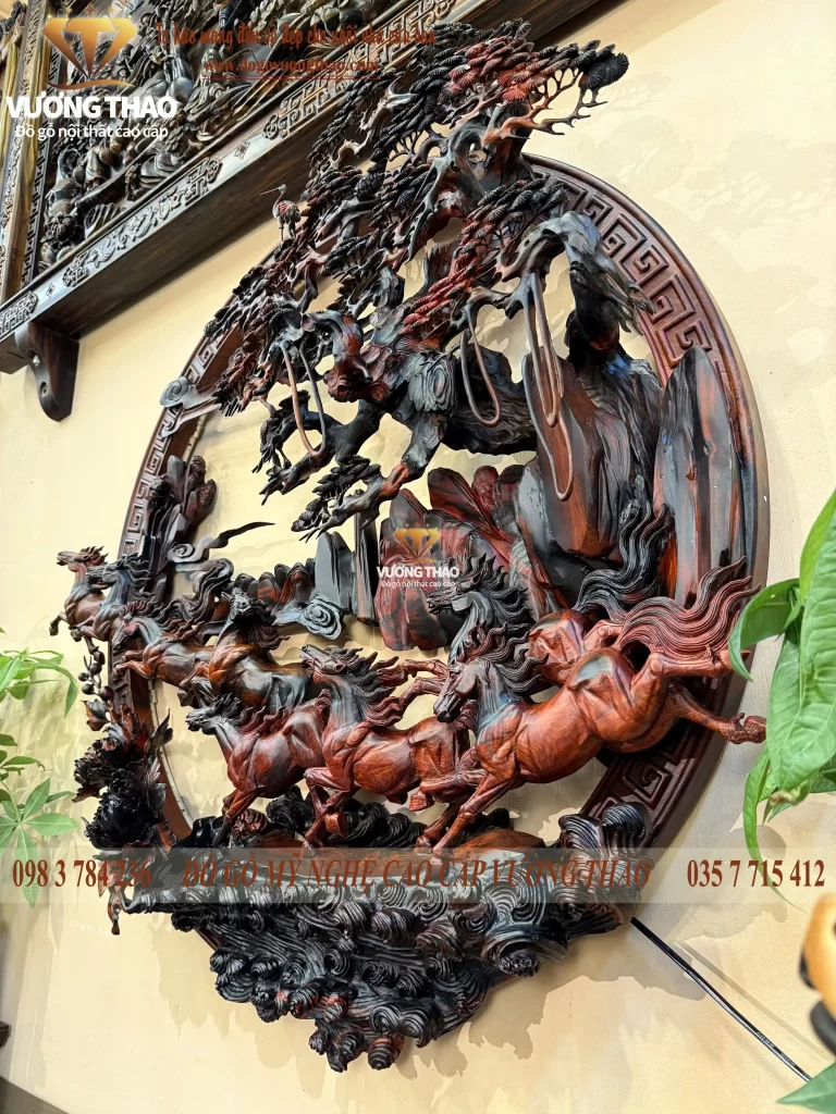 tranh tròn treo tường gỗ Trắc (1313)