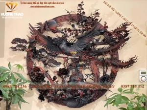 tranh tròn treo tường gỗ trắc (1306)