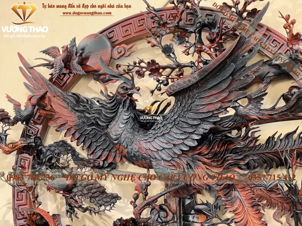 tranh tròn treo tường gỗ trắc (1307)