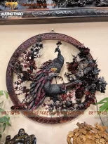 tranh tròn treo tường gỗ trắc (1316)