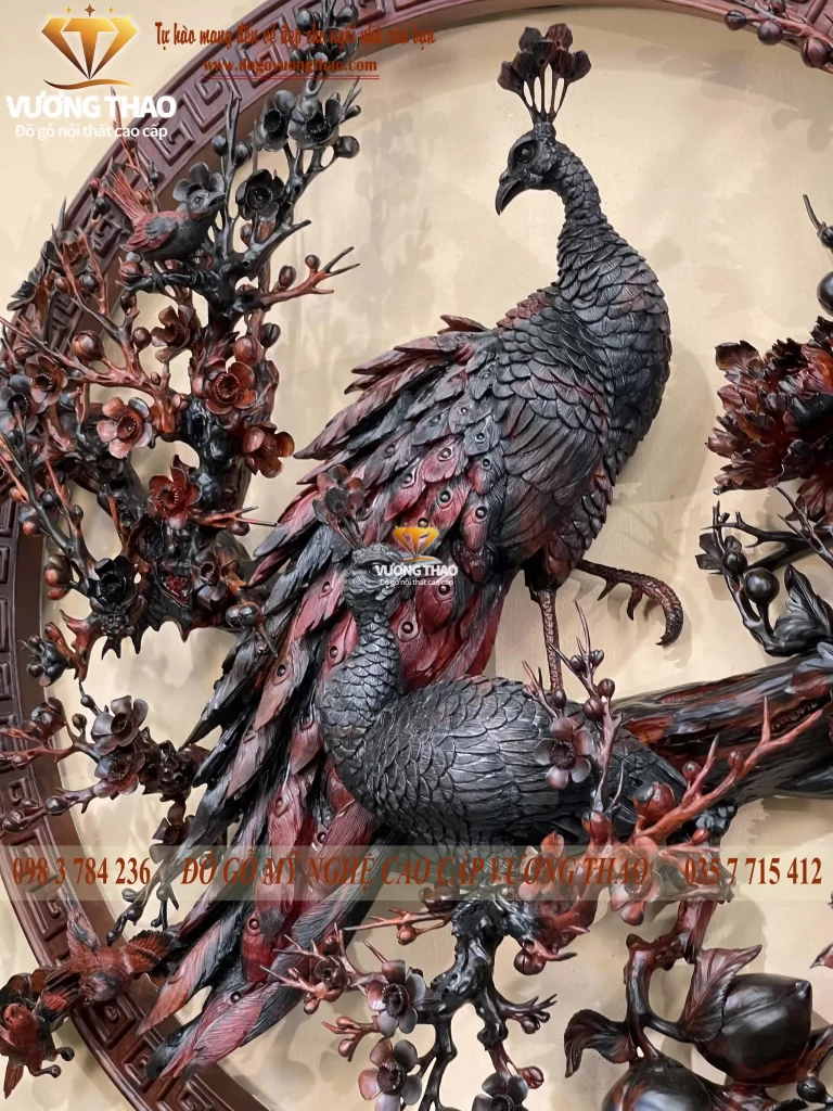 tranh tròn treo tường gỗ trắc (1319)