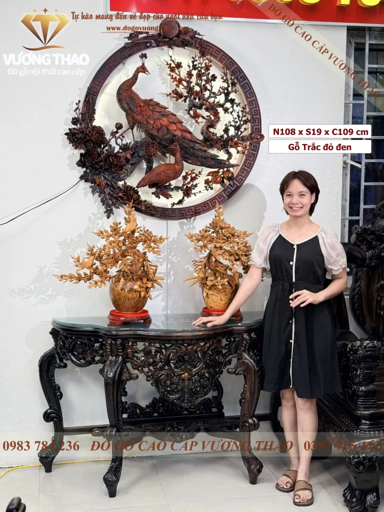 tranh tròn treo tường gỗ trắc (1912)